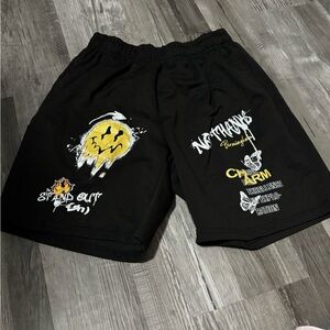 Black Graphic Men Shorts